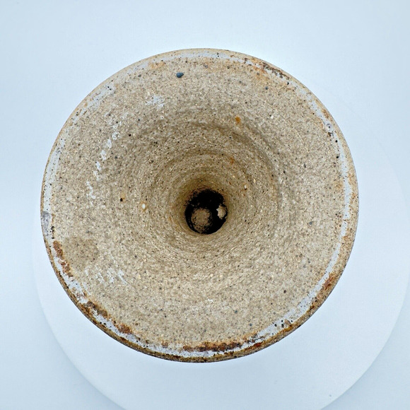 Studio Art Pottery Goblet Chalice Cup Textured Glazed Brown Gray Stoneware Wine - Picture 6 of 9